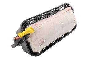 Passenger dashboard airbag assembly, front angled view