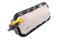 Passenger dashboard airbag assembly, front angled view