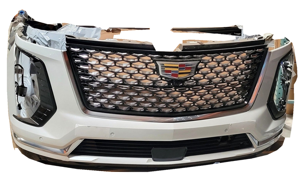 2025-2026 Cadillac Escalade and Escalade ESV Luxury front bumper assembly in Abalone White Tricoat 140X