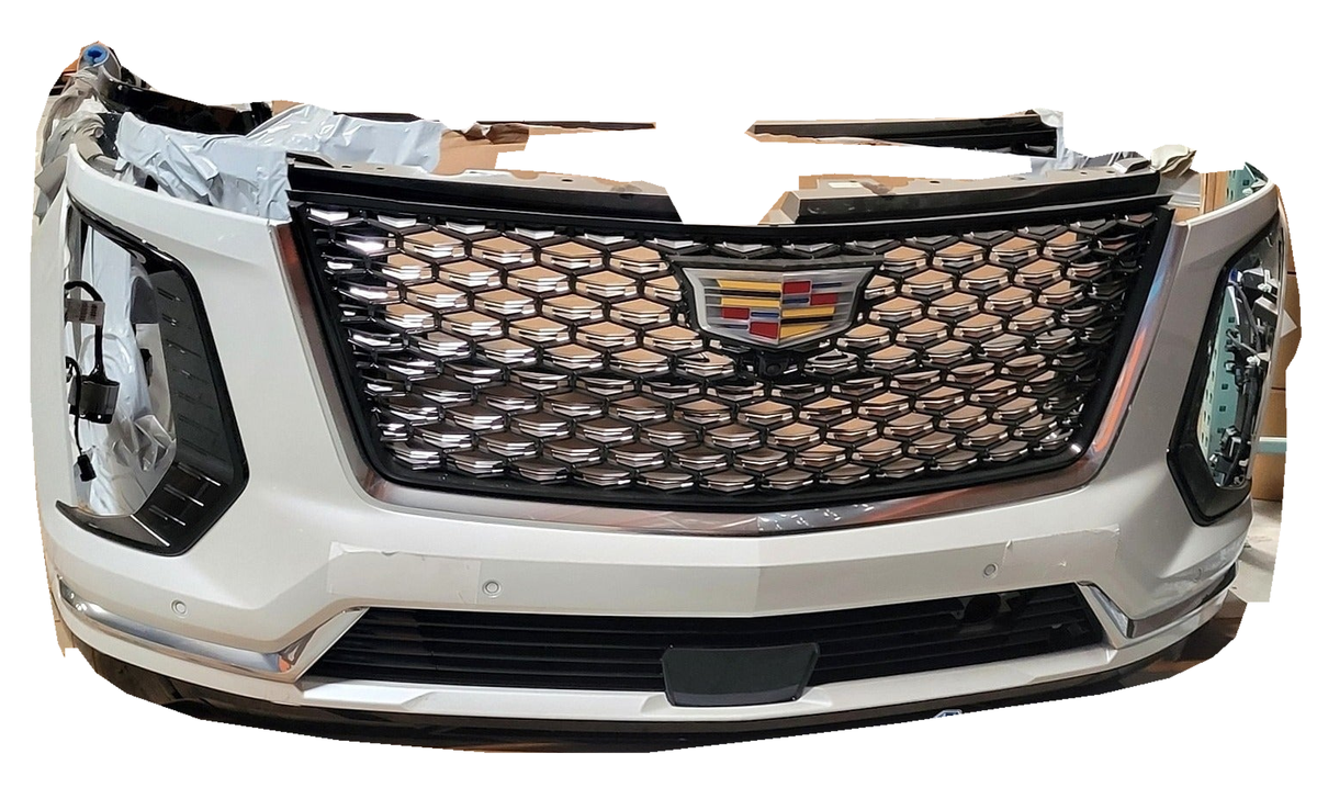 2025-2026 Cadillac Escalade and Escalade ESV Luxury front bumper assembly in Abalone White Tricoat 140X