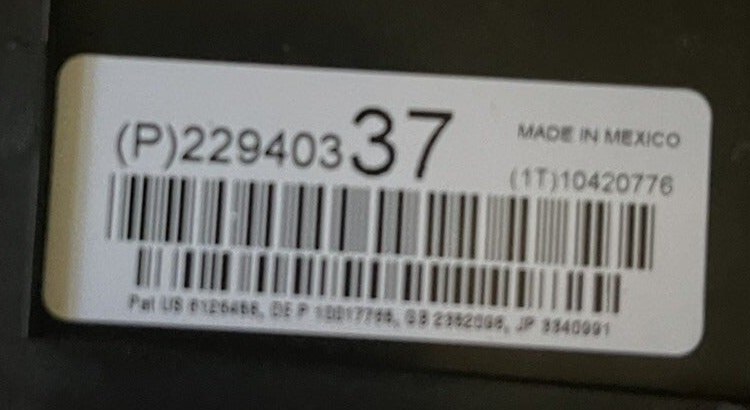 Original GM junction block label 22940337, superseded by service part 20972849