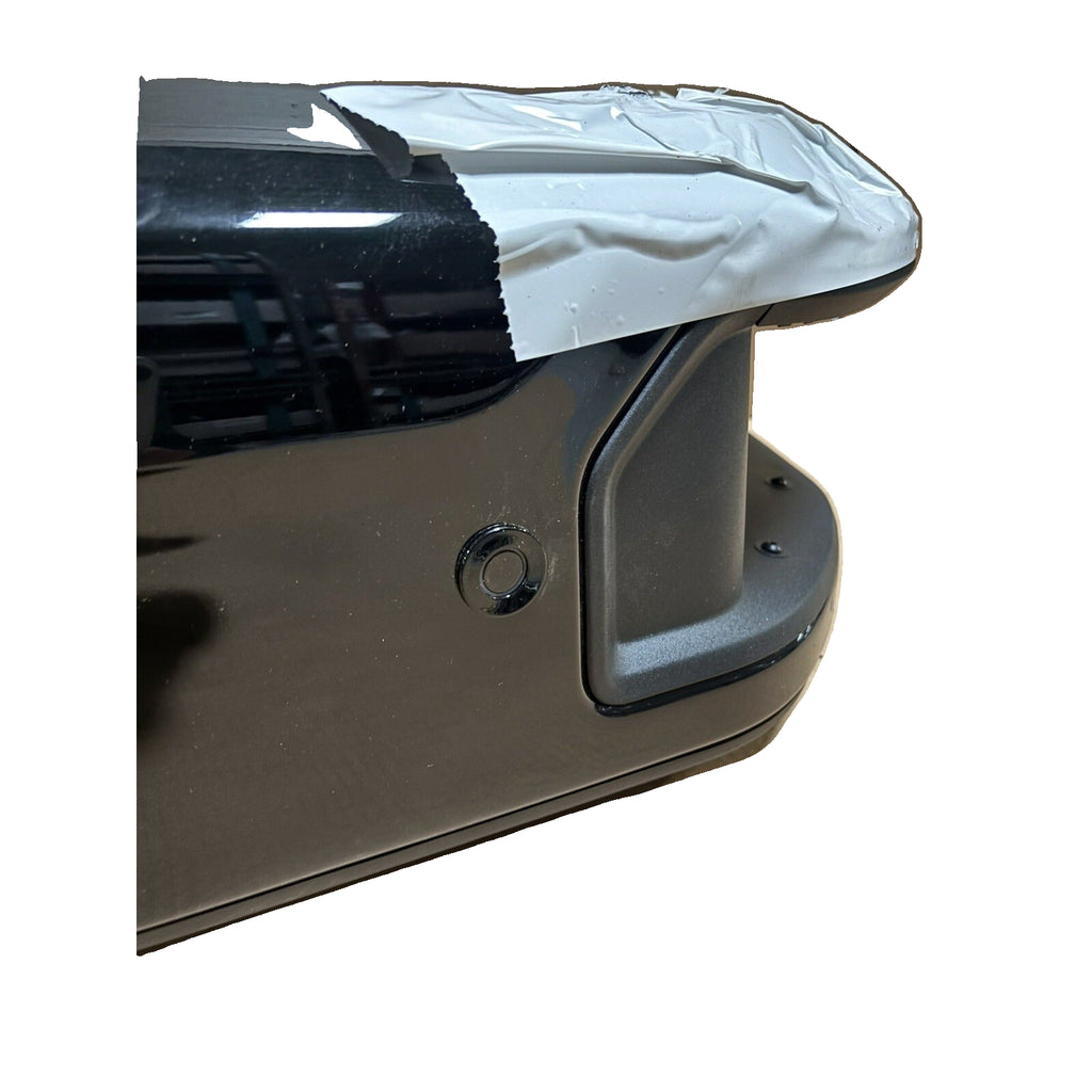 Black Chevrolet Silverado HD rear bumper assembly with sensors — original detail photo 1