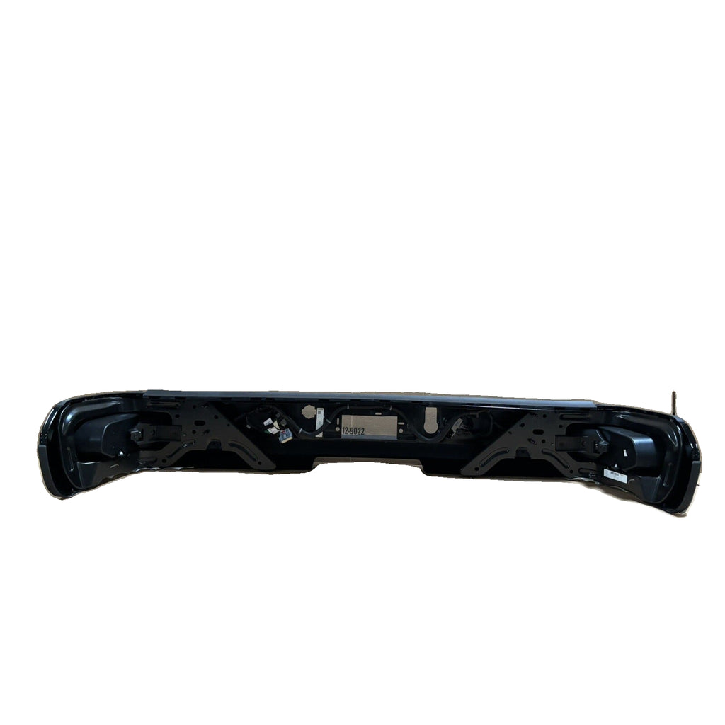 Black Chevrolet Silverado HD rear bumper assembly with sensors — original detail photo 3