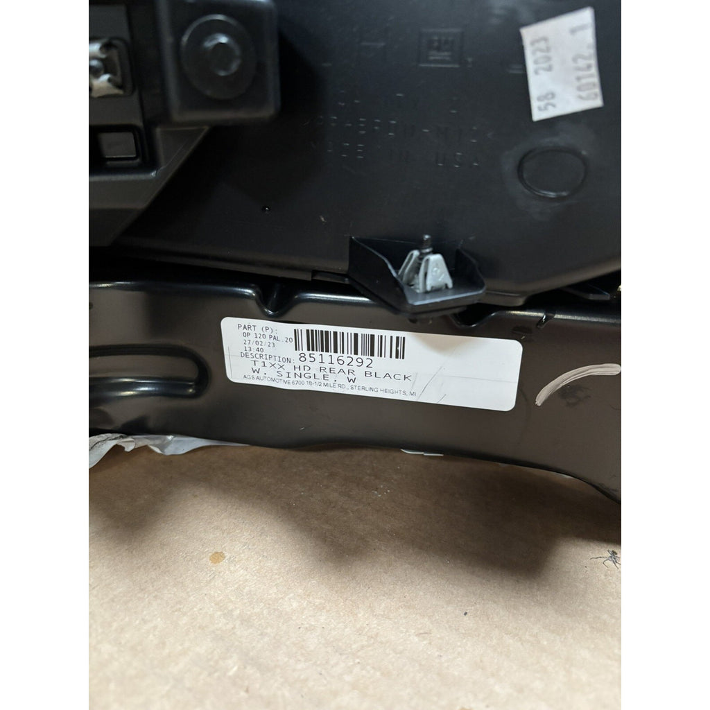 Black Chevrolet Silverado HD rear bumper assembly with sensors — original detail photo 5