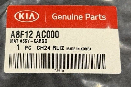 Kia Optima Hybrid cargo mat A8F12-AC000 – original OEM part-number label