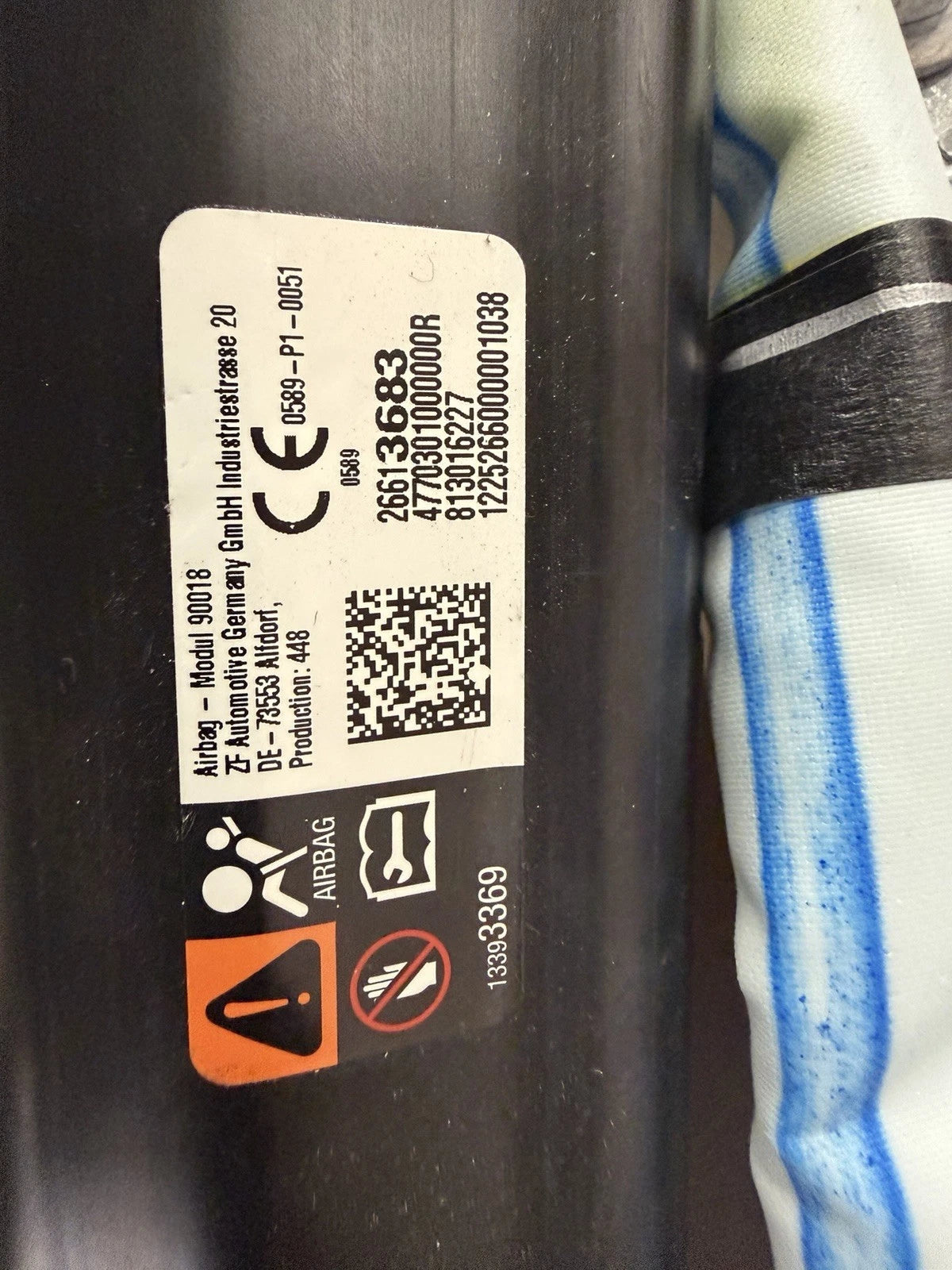 Original GM right roof airbag service label 26613683