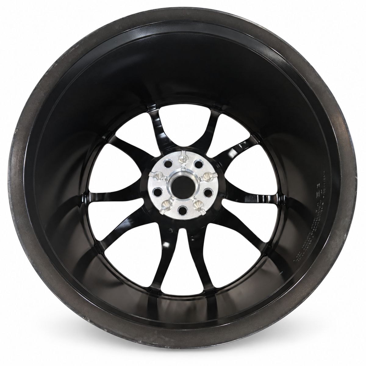 Rear barrel and mounting face of the actual gloss-black Chevrolet Corvette wheel
