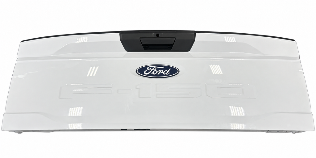 Oxford White Ford F-150 tailgate; backup camera not included