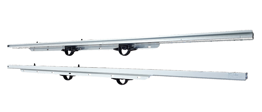 Mopar silver LH and RH cargo rails, mounting slots and rail channels