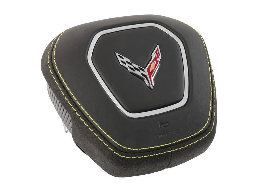 2020-2026 Chevrolet Corvette C8 Driver Steering Wheel Airbag Black with Yellow Stitch New OEM 85637033
