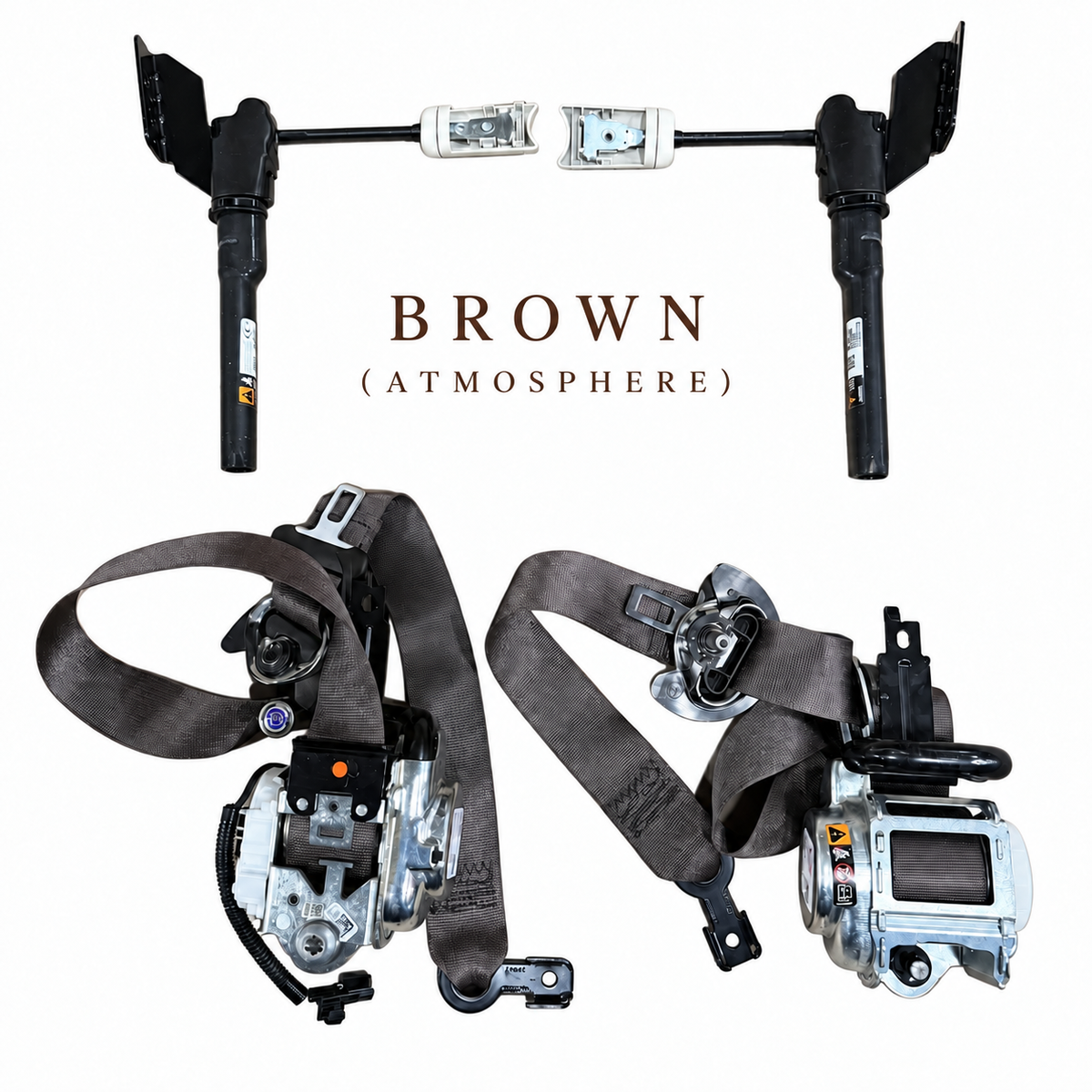 Brown Atmosphere color identification for the GM four-piece seat belt and tensioner set