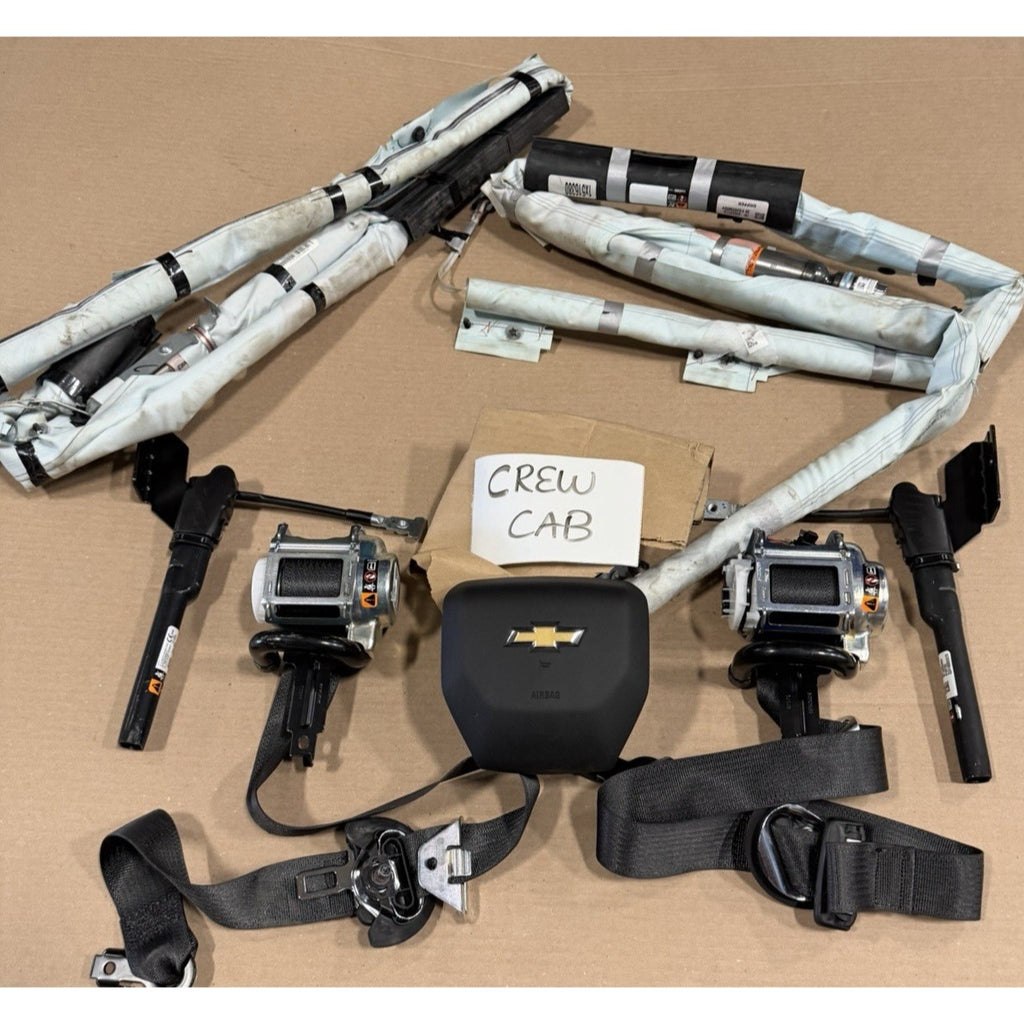 2019-2026 Chevy Silverado CREW CAB LH RH Seatbelt ROOF Curtain Driver AIRBAG OEM SET
