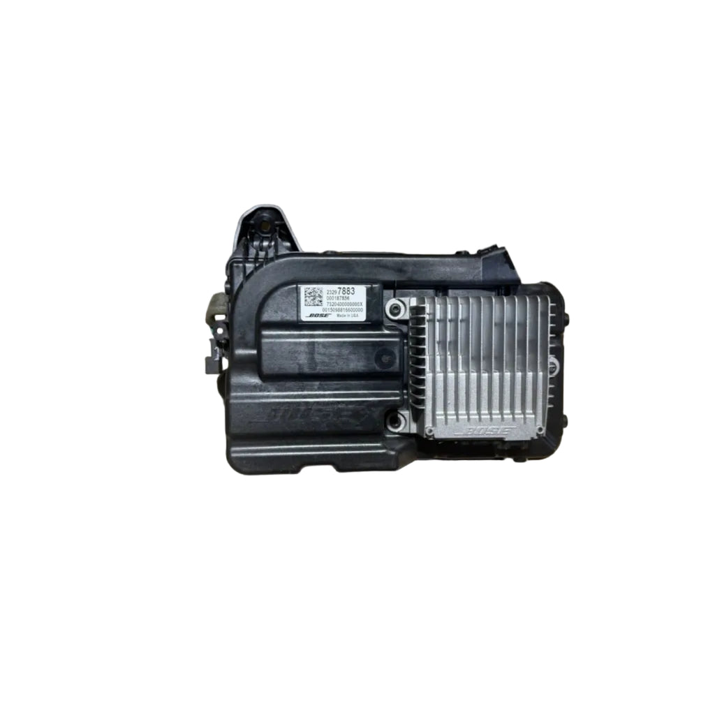 GM Bose 23297883 subwoofer rear housing, amplifier and identification label